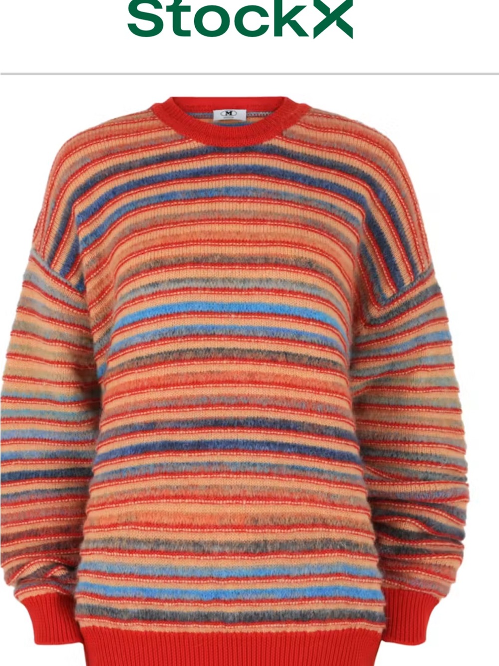 Women’s Multicolor Striped Crewneck Sweater - Red Accent